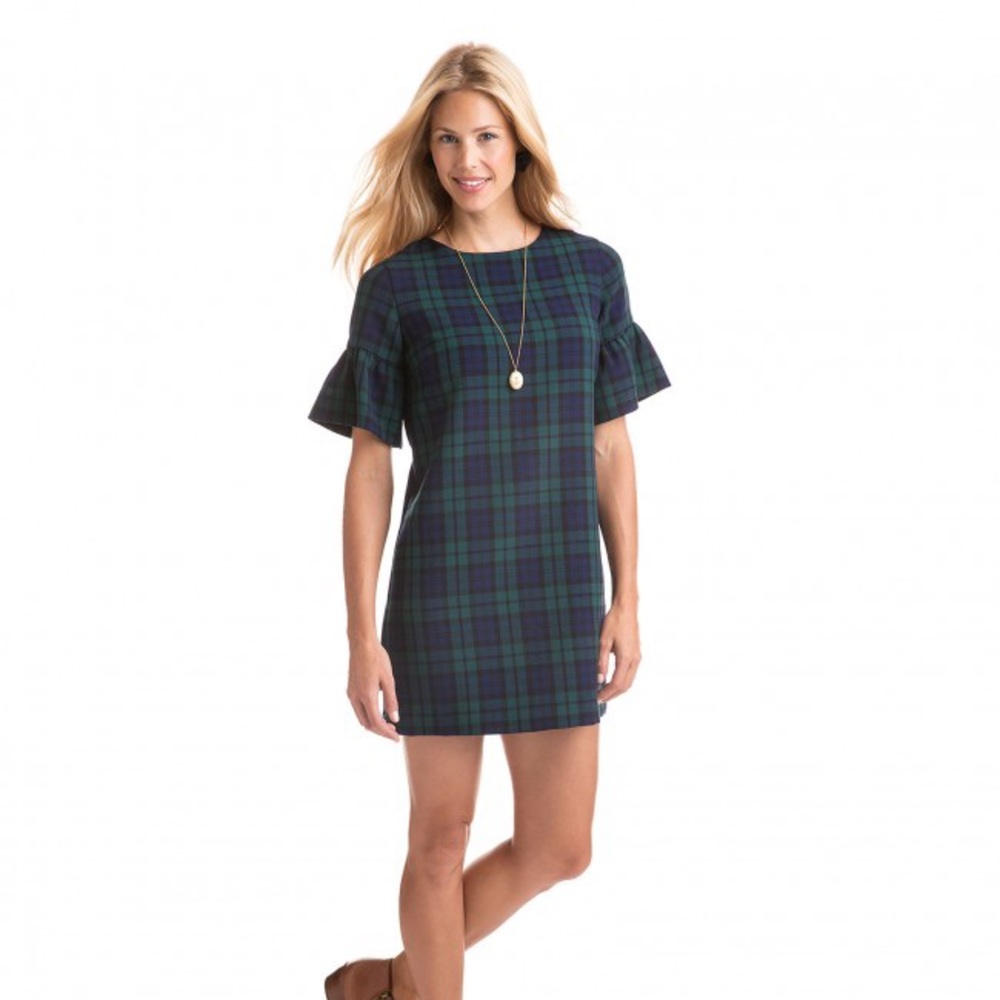 Vineyard Vines Blackwatch Flutter Sleeve Plaid Dress Size 4